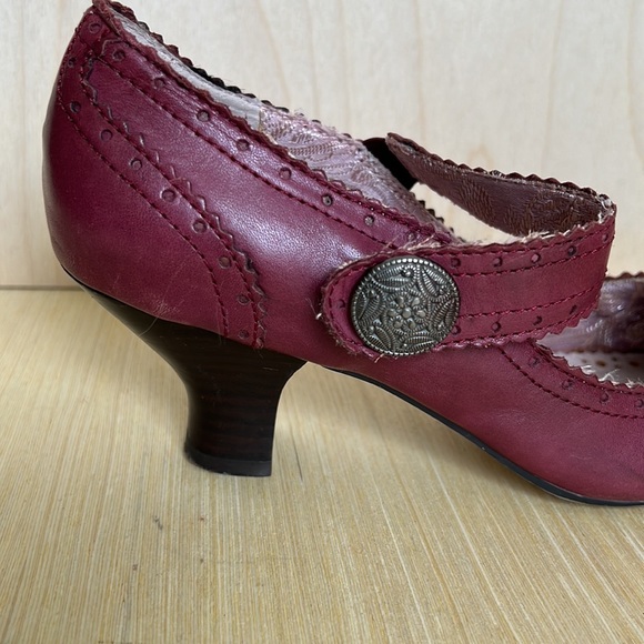 Leather Mary Jane shoes with a 2” heel, Hibiscus Red. - Picture 3 of 11